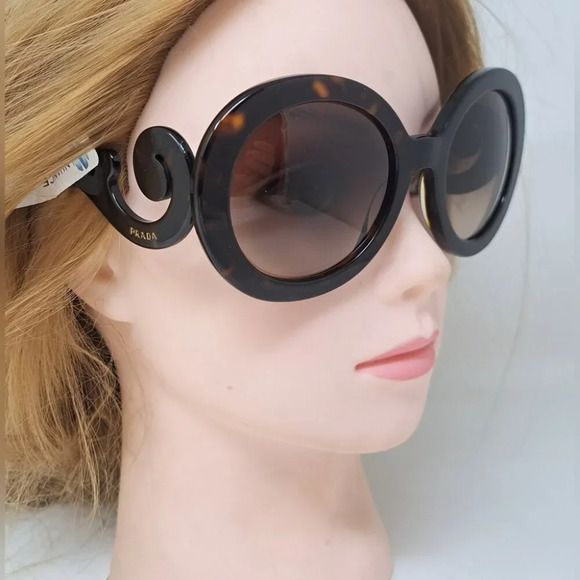 NWT Prada Women's Baroque Sunglasses Tortoise Round SPR 27N 2AU-6S1 55-22-135 - Picture 11 of 16